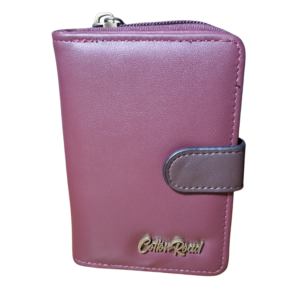 Cotton Road Wallet: MAROON Medium PU Leather Wallet with BROWN clip cover BRANDED