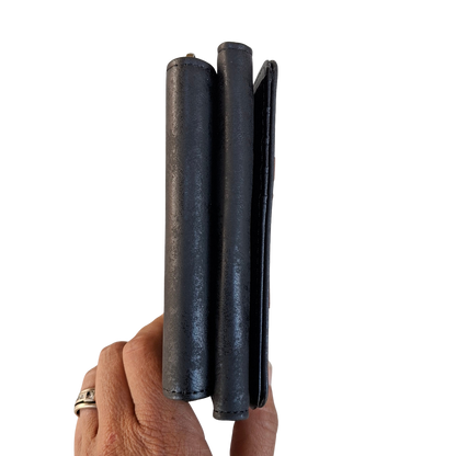 Cotton Road Wallet: Medium BLACK PU Leather Purse with windmill CLOSED
