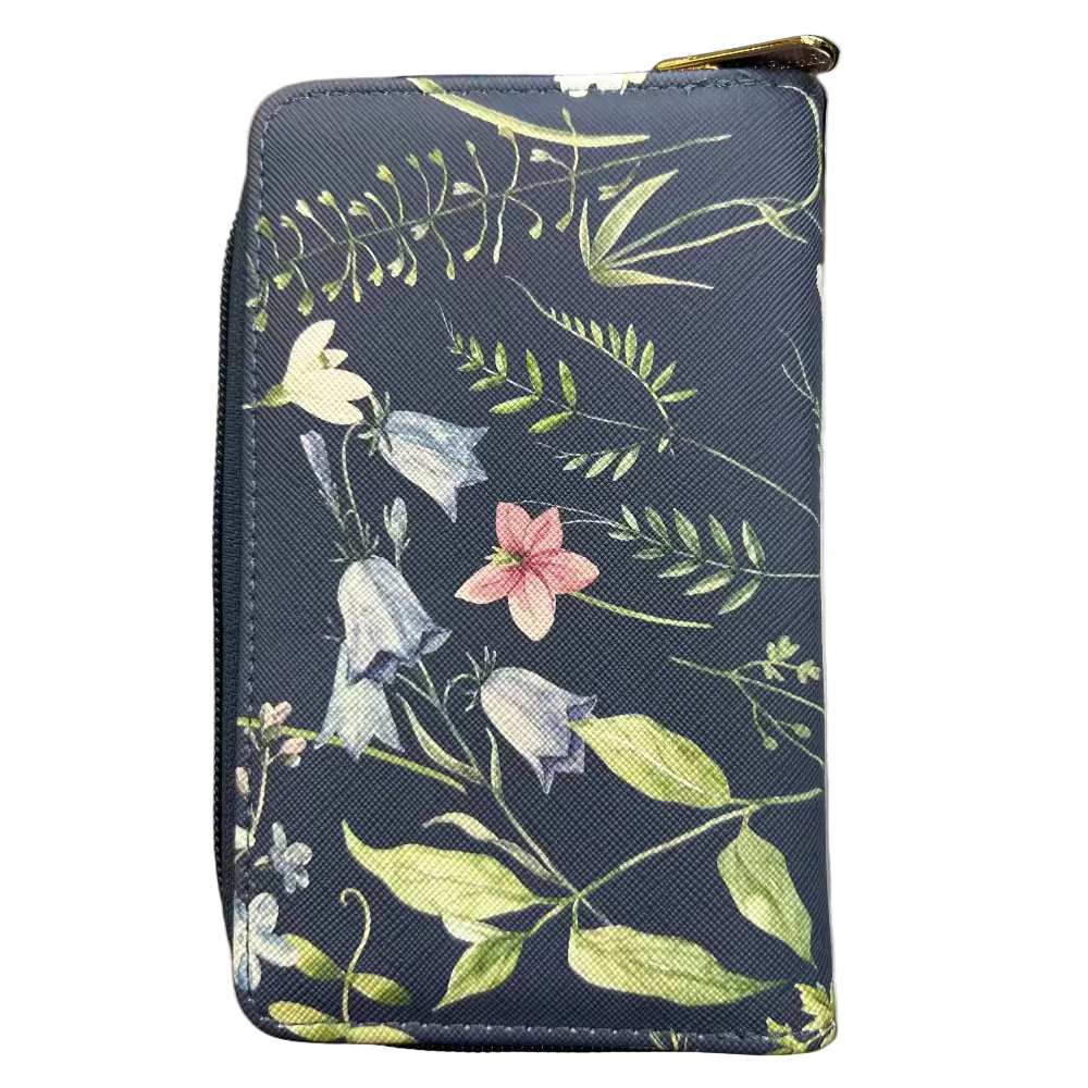 Cotton Road Wallet: Medium BLUE FLORAL PU Leather Wallet BACK