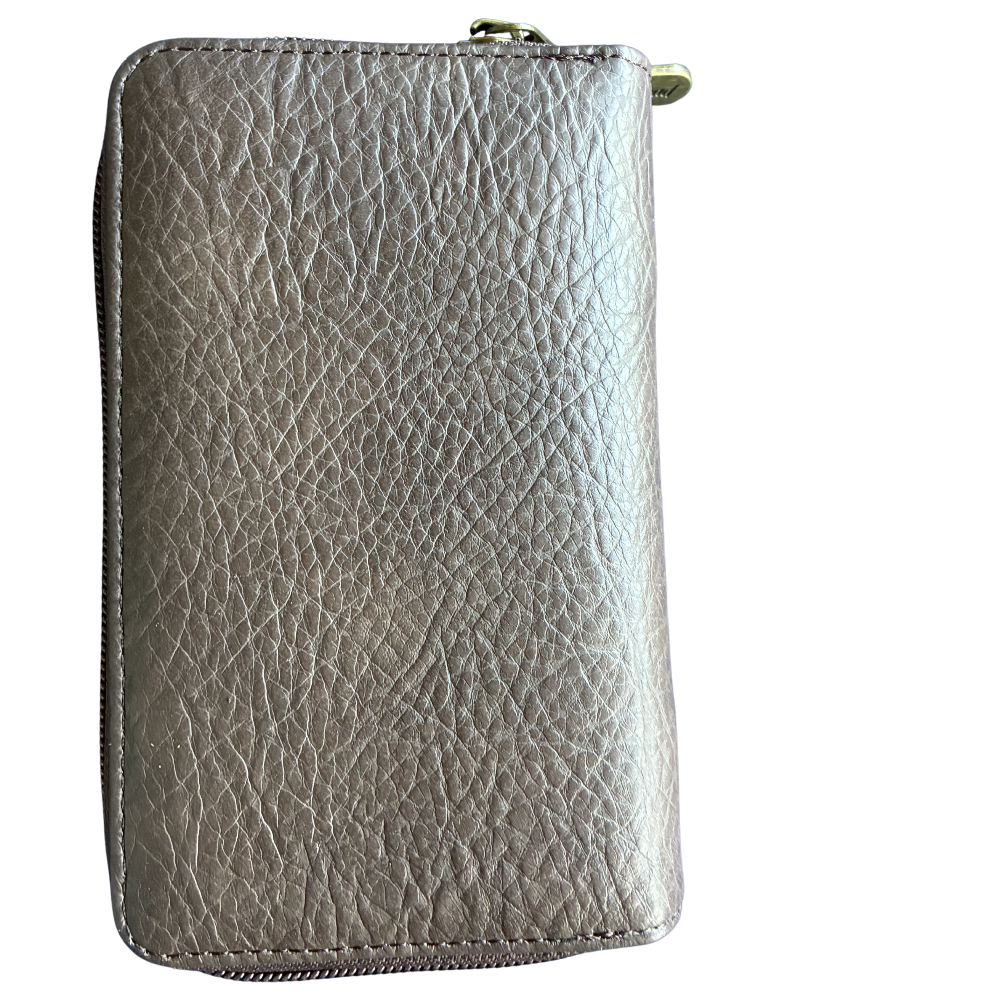 Cotton Road Wallet: Medium BROWN PU Leather with LEOPARD Print BACK