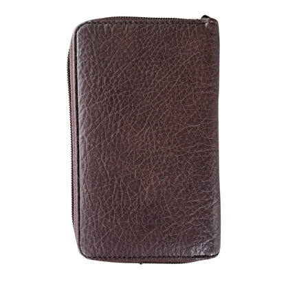 Cotton Road Wallet: Medium BROWN PU Leather with LEOPARD Print BACK VIEW