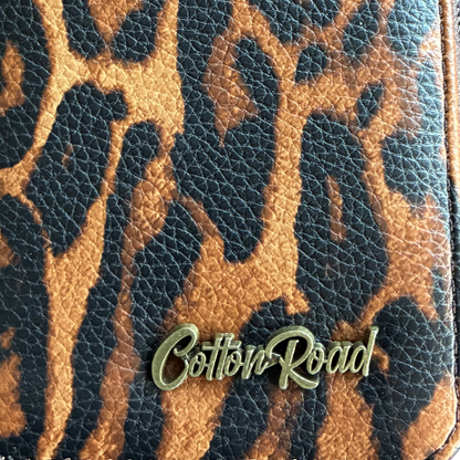 Cotton Road Wallet: Medium BROWN PU Leather with LEOPARD Print ZOOM
