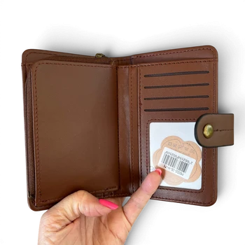 Cotton Road Wallet: Medium Brown Embossed PU Leather with Clip ID POCKET VIEW