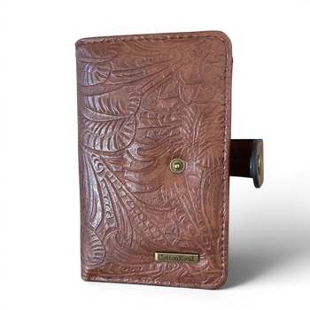 Cotton Road Wallet: Medium Brown Embossed PU Leather with Clip LOOSE