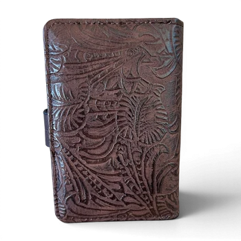 Cotton Road Wallet: Medium Coffee Brown Embossed PU Leather with BACK VIEW