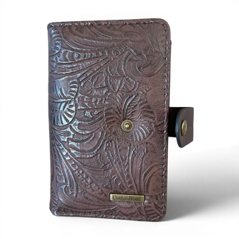 Cotton Road Wallet: Medium Coffee Brown Embossed PU Leather with Clip LOOSE CLIP