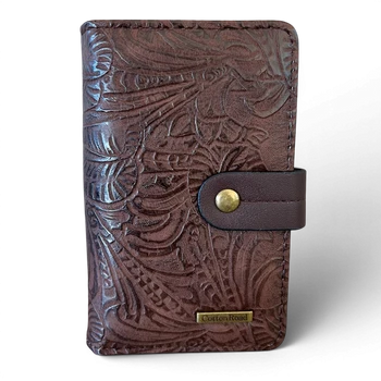 Cotton Road Wallet: Medium Coffee Brown Embossed PU Leather with FRONT VIEWS