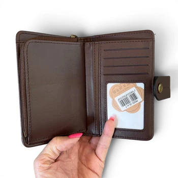 Cotton Road Wallet: Medium Coffee Brown Embossed PU Leather with ID POCKET