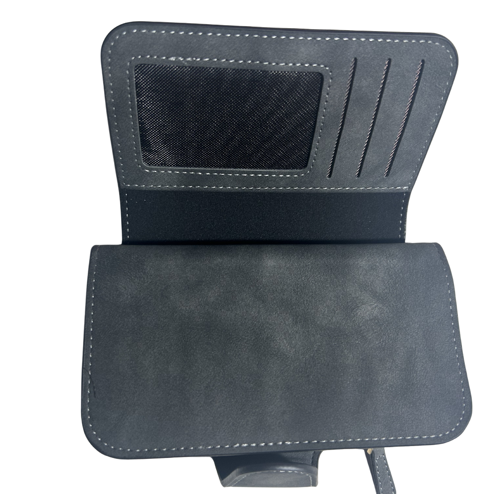 Cotton Road Wallet: Medium PU Leather Wallet DARK GREY OPEN