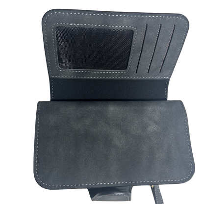 Cotton Road Wallet: Medium PU Leather Wallet DARK GREY OPEN
