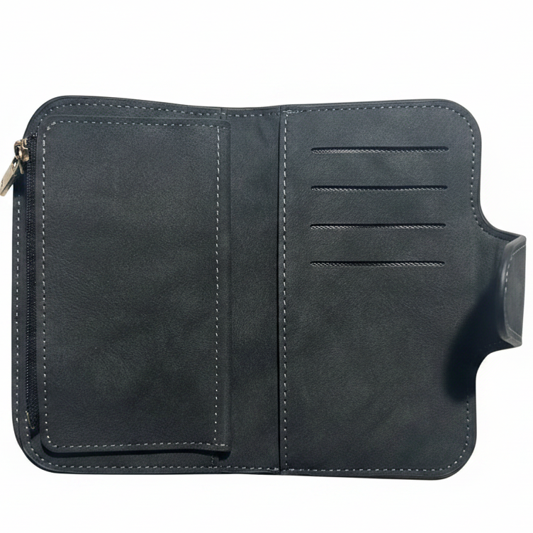 Cotton Road Wallet: Medium PU Leather Wallet DARK GREY OPEN CARD POCKET