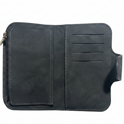 Cotton Road Wallet: Medium PU Leather Wallet DARK GREY OPEN CARD POCKET
