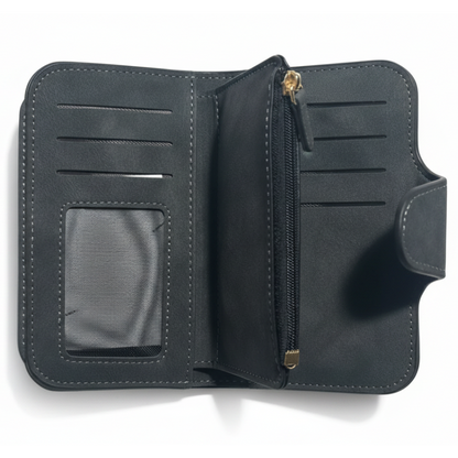 Cotton Road Wallet: Medium PU Leather Wallet DARK GREY OPEN ID POCKET AND COIN POCKET