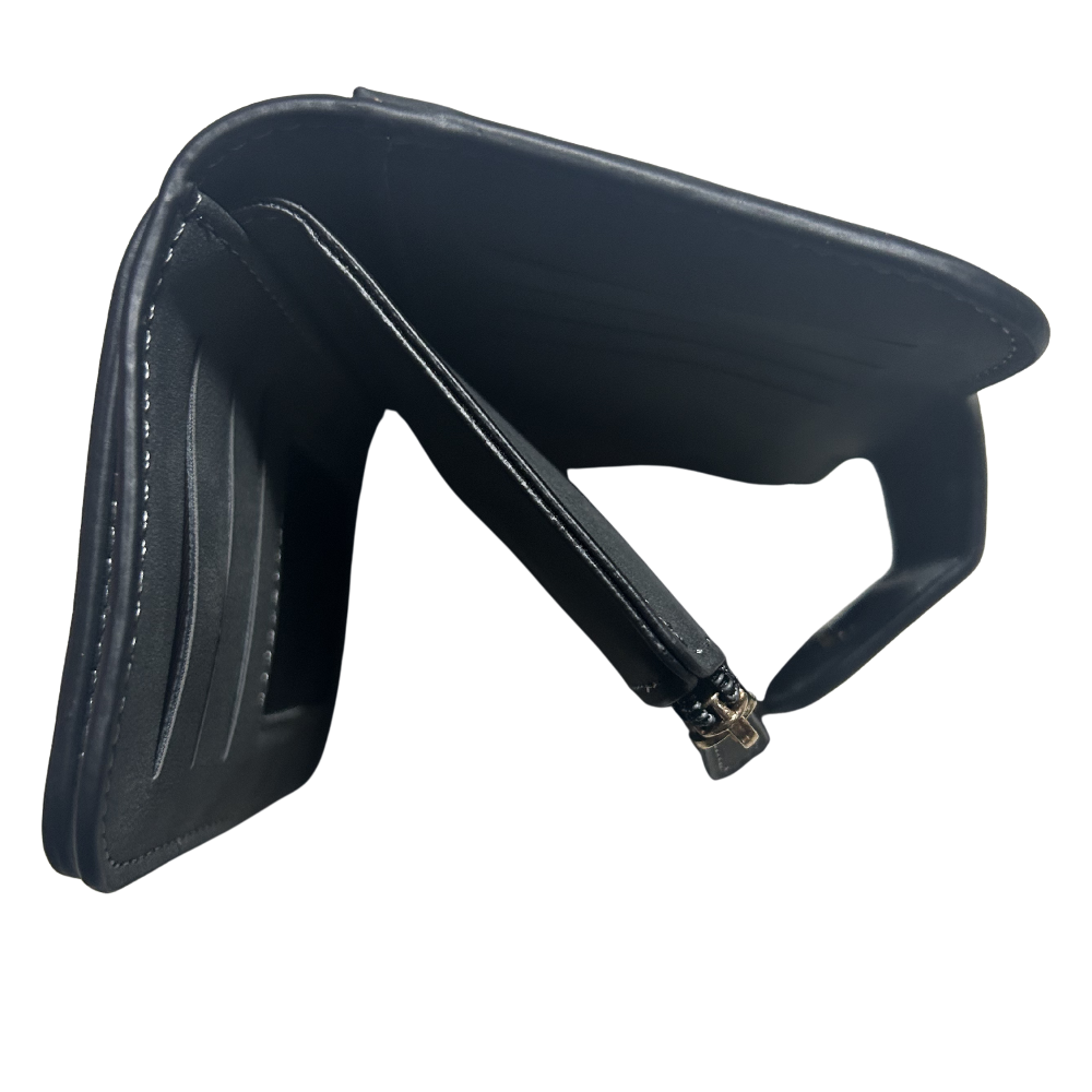 Cotton Road Wallet: Medium PU Leather Wallet DARK GREY OPEN 