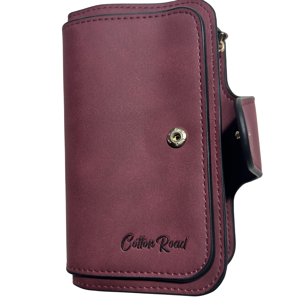 Cotton Road Wallet: Medium PU Leather Wallet MAROON FRONT