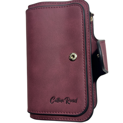 Cotton Road Wallet: Medium PU Leather Wallet MAROON FRONT