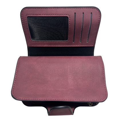 Cotton Road Wallet: Medium PU Leather Wallet MAROON OPEN VIEW