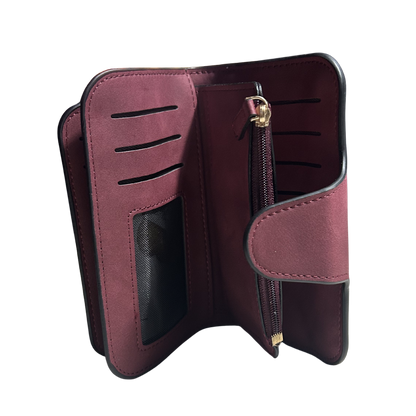 Cotton Road Wallet: Medium PU Leather Wallet MAROON SIDE VIEW