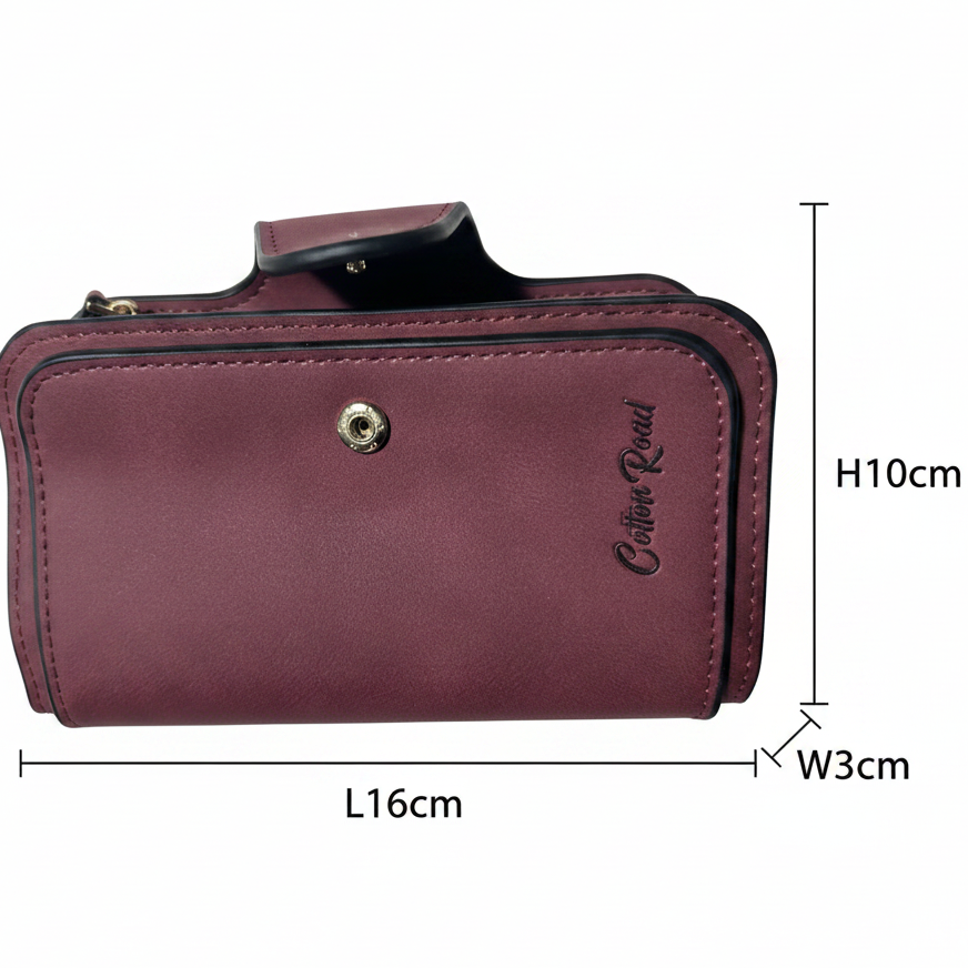 Cotton Road Wallet: Medium PU Leather Wallet MAROON SIZE