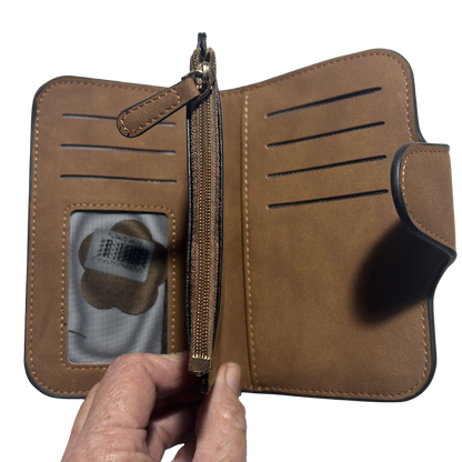 Cotton Road Wallet: Medium TAN BROWN PU Leather Wallet OPEN FOLD