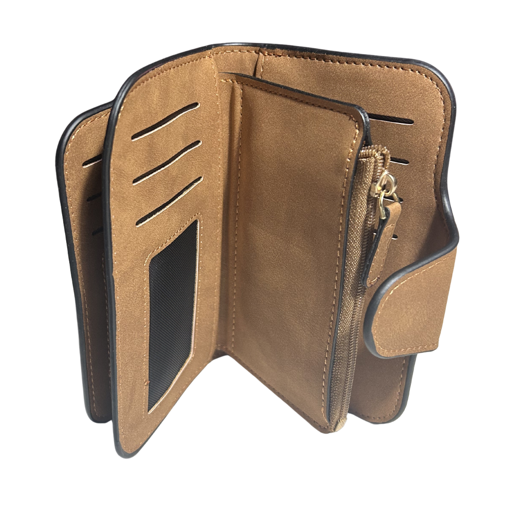 Cotton Road Wallet: Medium TAN BROWN PU Leather Wallet SIDE