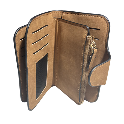 Cotton Road Wallet: Medium TAN BROWN PU Leather Wallet SIDE