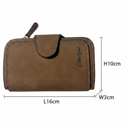 Cotton Road Wallet: Medium TAN BROWN PU Leather Wallet SIZE