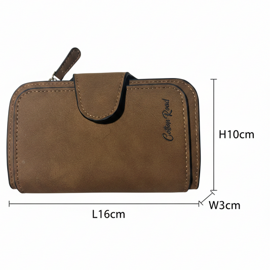 Cotton Road Wallet: Medium TAN BROWN PU Leather Wallet SIZE