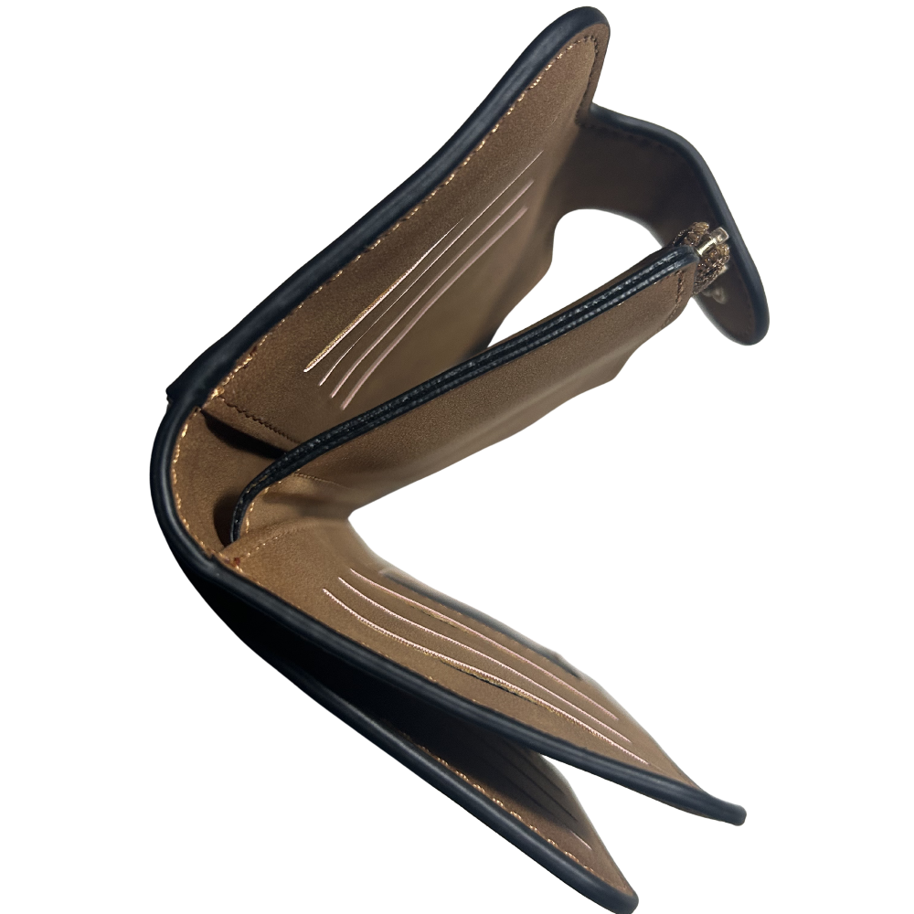 Cotton Road Wallet: Medium TAN BROWN PU Leather Wallet TOP OPEN VIEW