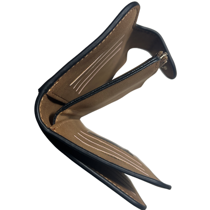Cotton Road Wallet: Medium TAN BROWN PU Leather Wallet TOP OPEN VIEW