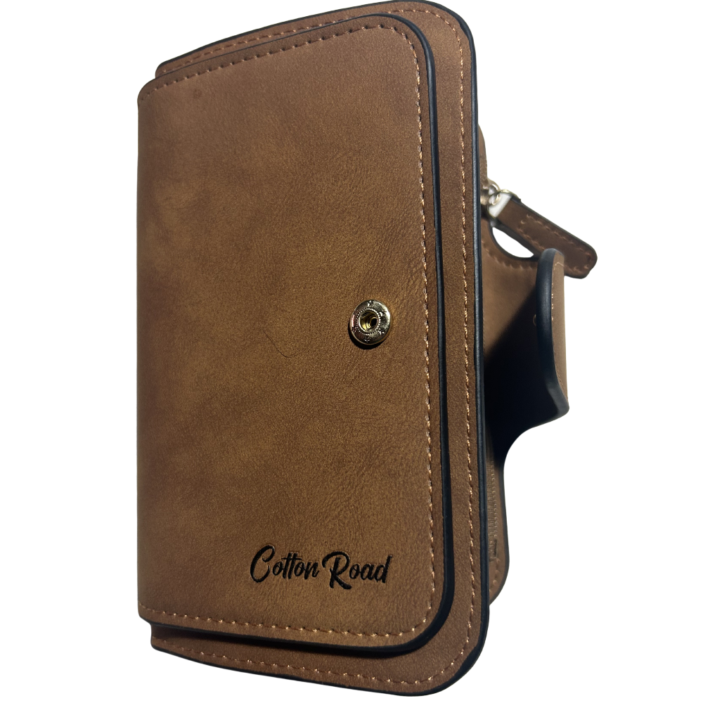 Cotton Road Wallet: Medium TAN BROWN PU Leather Wallet UNCLIPPED