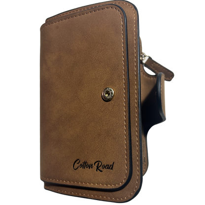 Cotton Road Wallet: Medium TAN BROWN PU Leather Wallet UNCLIPPED