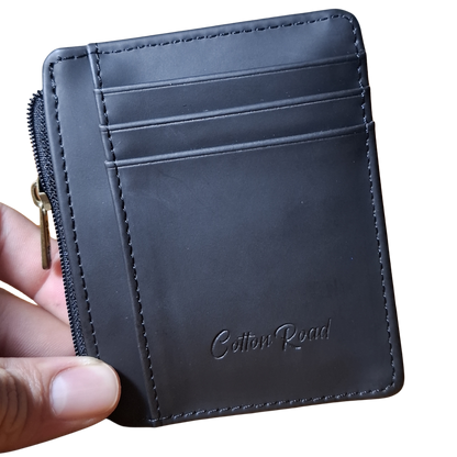 Cotton Road Wallet: SLIM BLACK PU LEATHER Small Card Holder BRANDED