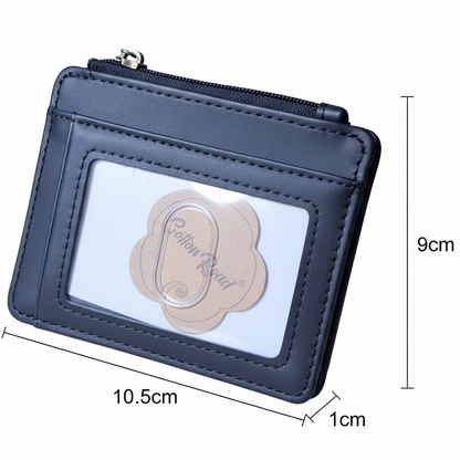 Cotton Road Wallet: SLIM BLACK PU LEATHER Small Card Holder SIZED