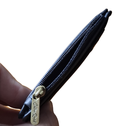 Cotton Road Wallet: SLIM BLACK PU LEATHER Small Card Holder TOP