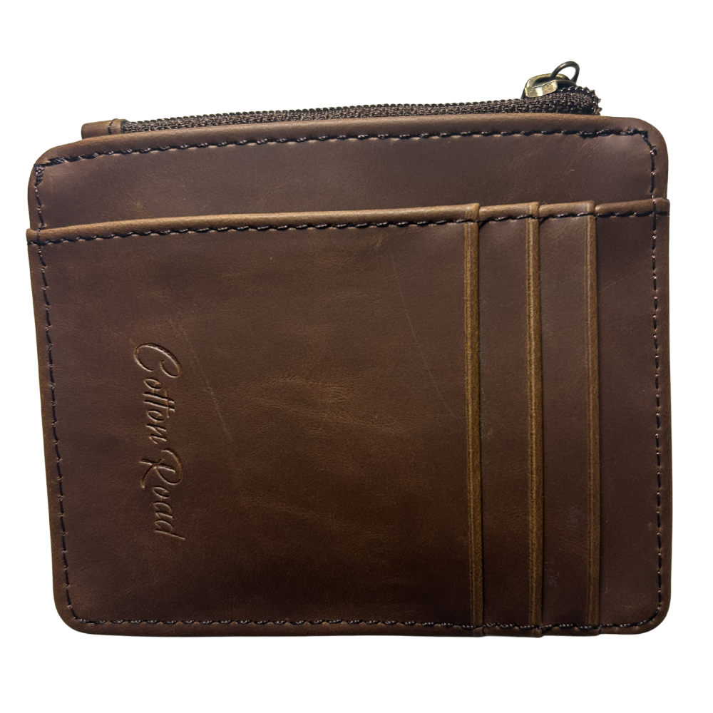 Cotton Road Wallet: SLIM BROWN PU LEATHER small Card Holder
