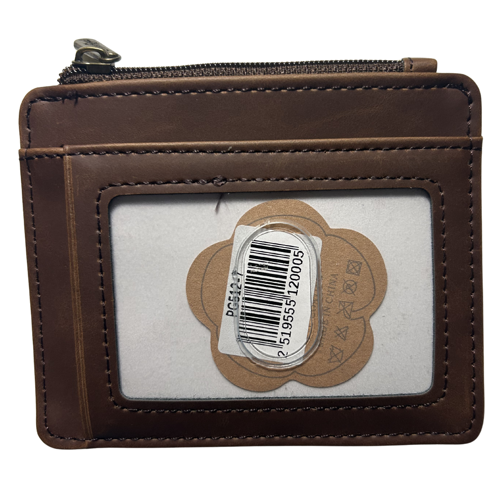 Cotton Road Wallet: SLIM BROWN PU LEATHER small Card Holder BACK