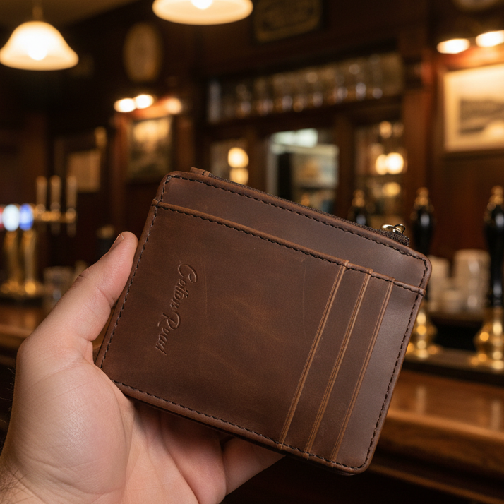 Cotton Road Wallet: SLIM BROWN PU LEATHER small Card Holder LIFESTYE