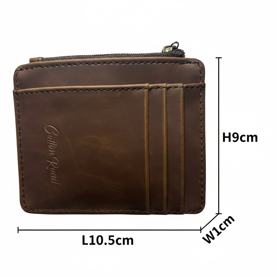 Cotton Road Wallet: SLIM BROWN PU LEATHER small Card Holder SIZES