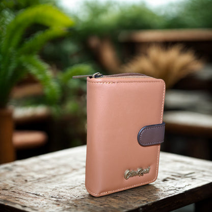 Cotton Road Wallet: TAN  BROWN Medium PU Leather Wallet with DARK BROWN clip cover