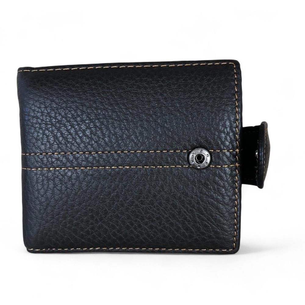 DARK BROWN VIVACE MENS Genuine Leather Wallet with Clip and TOPSTICH detailing