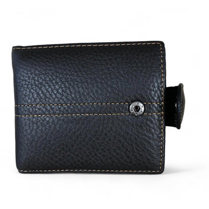 DARK BROWN VIVACE MENS Genuine Leather Wallet with Clip and TOPSTICH detailing