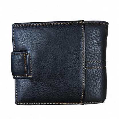 DARK BROWN VIVACE MENS Genuine Leather Wallet with Clip and TOPSTICH detailing