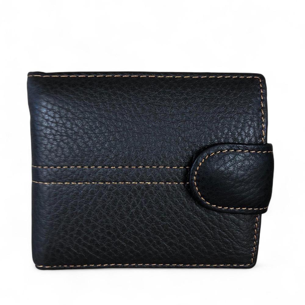 DARK BROWN VIVACE MENS Genuine Leather Wallet with Clip and TOPSTICH detailing