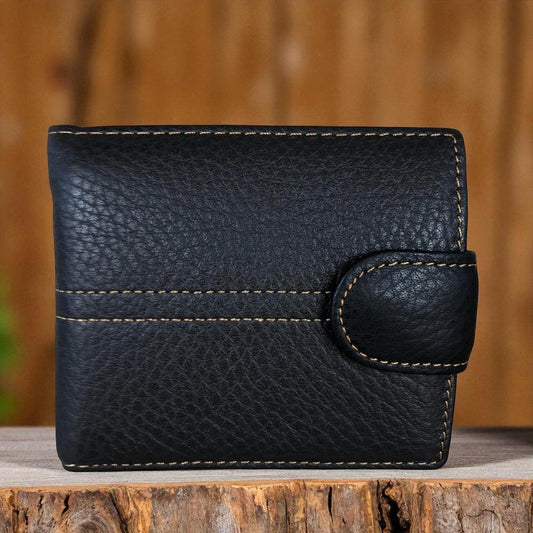 DARK BROWN VIVACE MENS Genuine Leather Wallet with Clip and TOPSTICH detailing