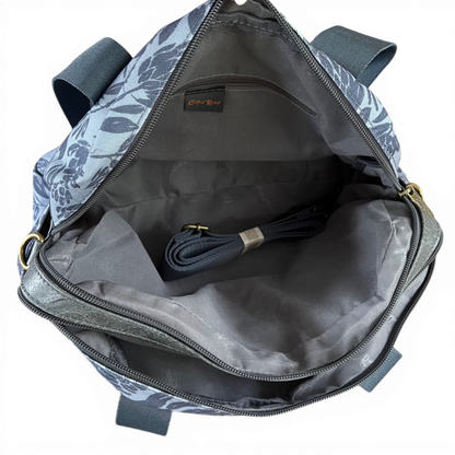 Cotton Road Handbag: BLUE/GREY Canvas PROTEA Print with MATCHING Cardholder