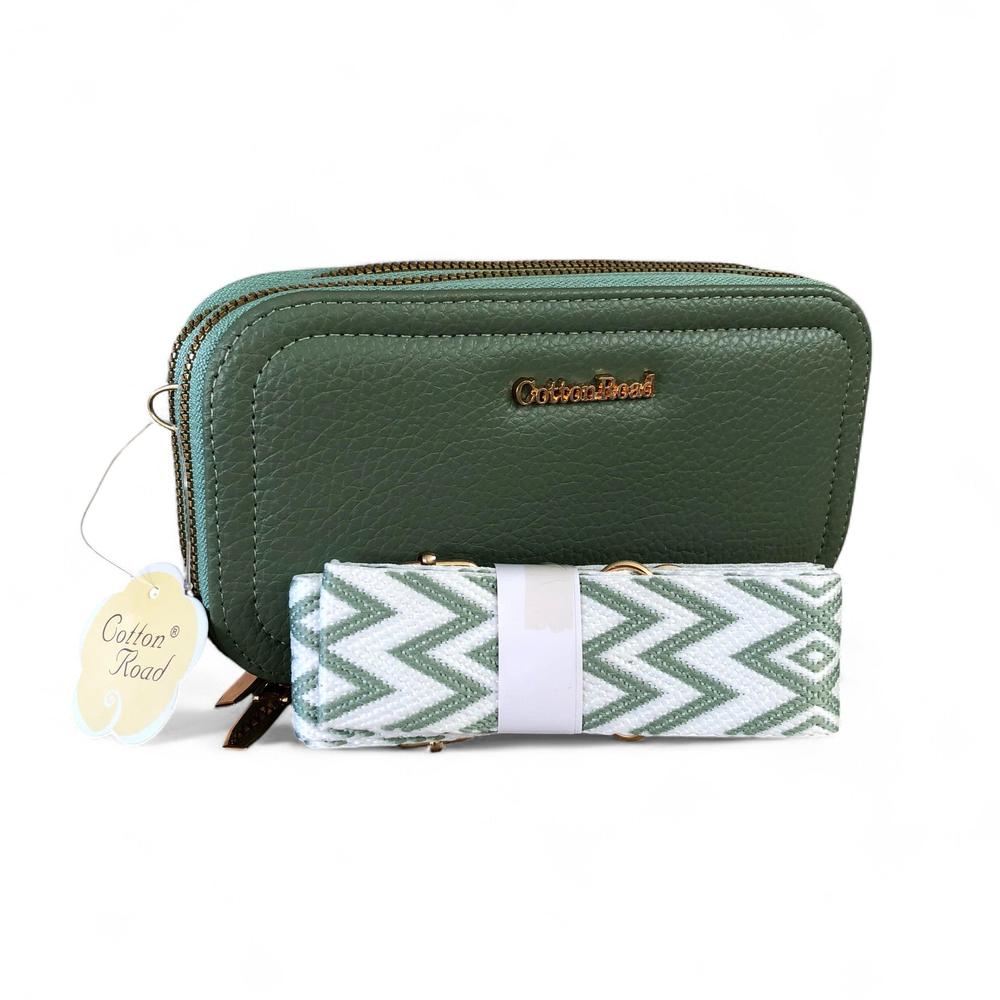 GREEN Cotton Road PU Leather Cellphone Sling Wallet