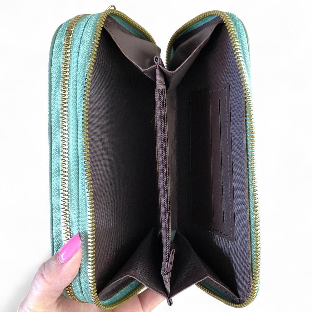 GREEN Cotton Road PU Leather Cellphone Sling Wallet