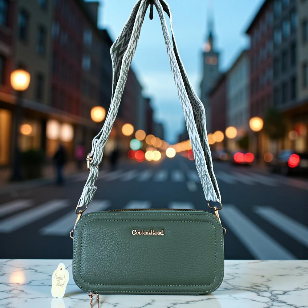 GREEN Cotton Road PU Leather Cellphone Sling Wallet