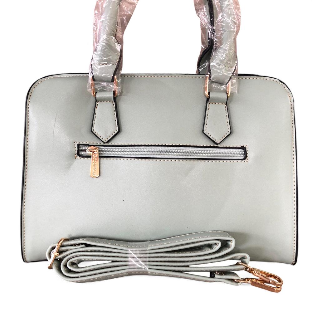 GREEN Cotton Road PU Leather Handbag with FLORAL Panel